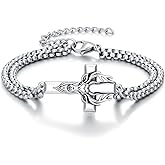 YEESIA Deer Cross Bracelet 925 Sterling Silver Animal Cross Bracelet Religious Jewelry Gift for Men Women