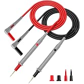 KAIWEETS Silicone Multimeter Test Leads, CAT III 1000V Electrical Testing | Gold-Plated Probes, 48-inch Flexible Cords, 20A Rating, Insulated Design, 4mm Banana Plugs, Automotive Diagnostics
