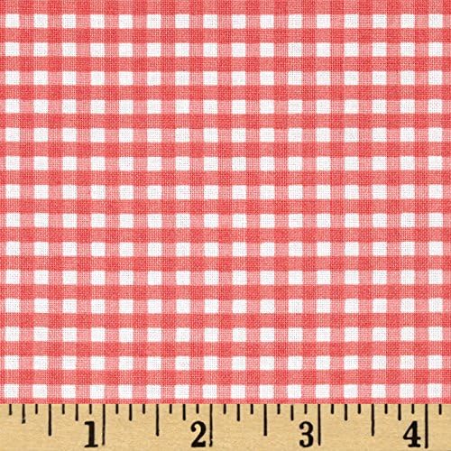 1/8 Inch Small Gingham Coral, Quilting Fabric by the Yard