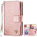 BENTOBEN iPhone 5S Case, iPhone SE Case, Sparkle iPhone 5 Wallet Case Glitter Credit Card Slots Cash Holder Luxury Shiny Bling Flip Faux Leather Protective Case for iPhone 5/5S/SE, Rose Gold