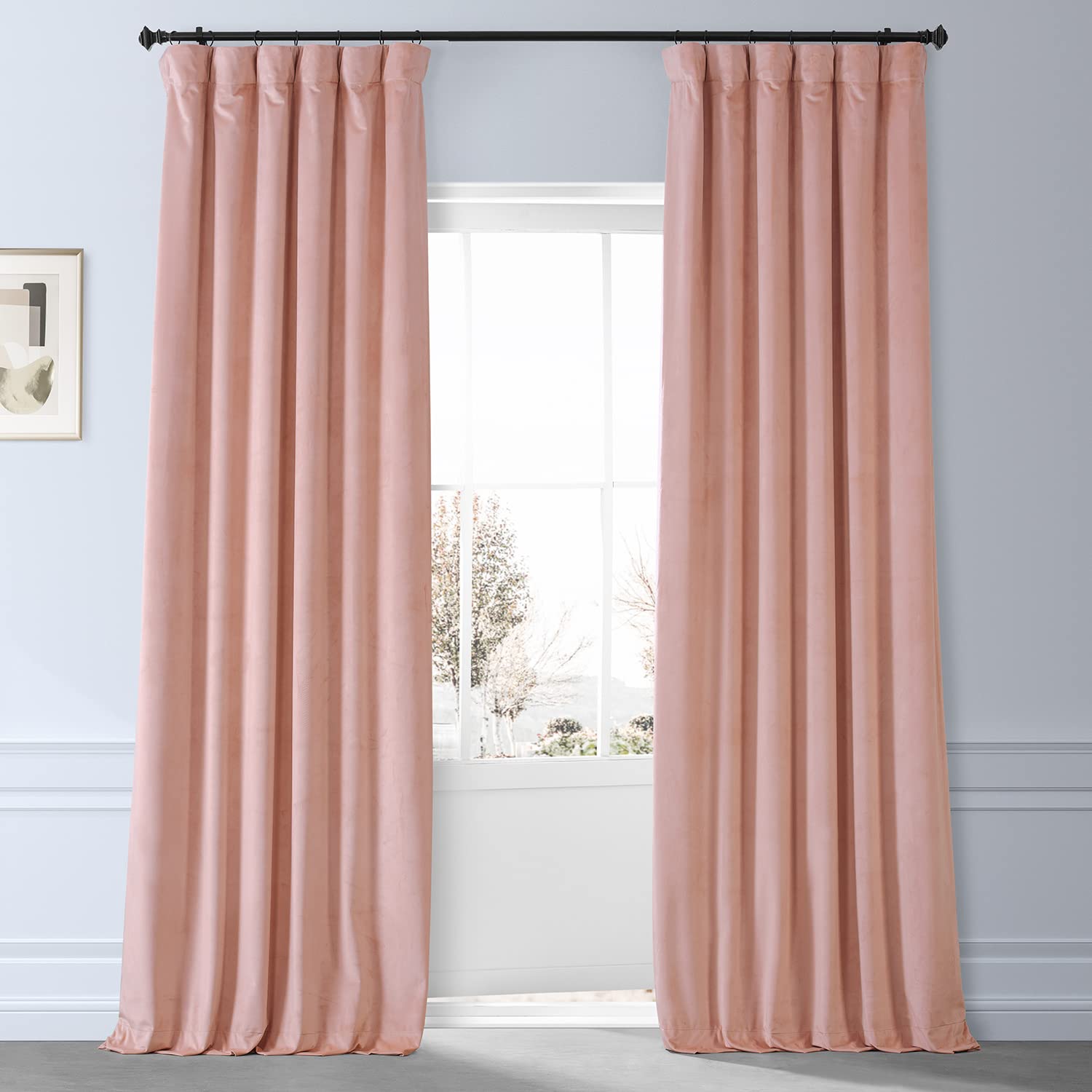HPD Half Price Drapes Blackout Solid Thermal Insulated Window Curtain 50 X 96 Signature Plush Velvet Curtains for Bedroom & Living Room (1 Panel), VPYC-SBO198601-96, Apricot Blossom โ image 1