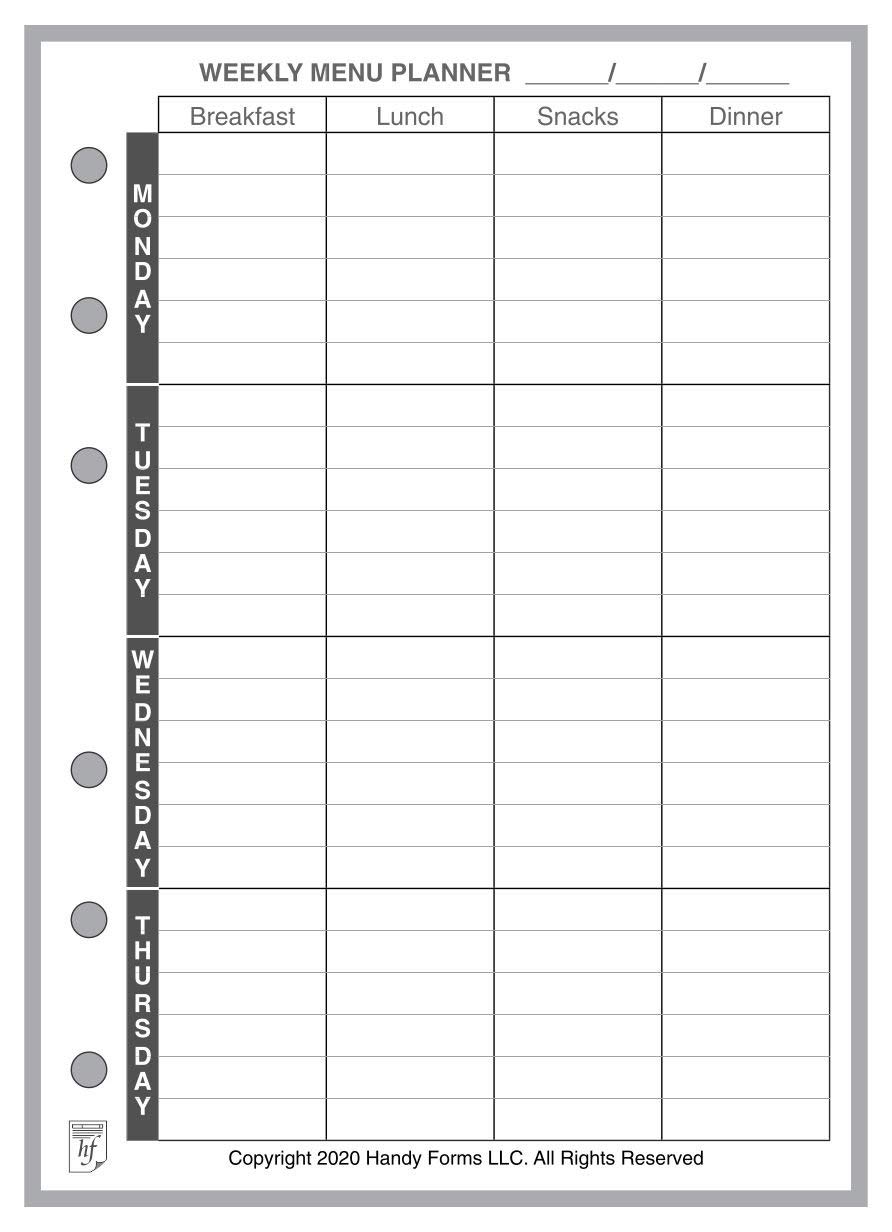 A6 Size Menu Planner, for 6-Ring A6 Binders. Sheet Size 4.13" x 5.83" (105mm x 148mm). THIS IS A EUROPEAN STANDARD A6 SIZE. YOUR A6 MAY BE DIFFERENT. PLEASE SEE IMAGES.