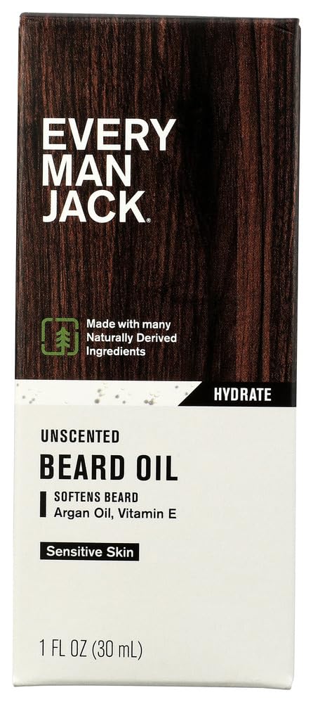 Every Man Jack Hydrating Beard Oil for Men, Unscented, 1oz