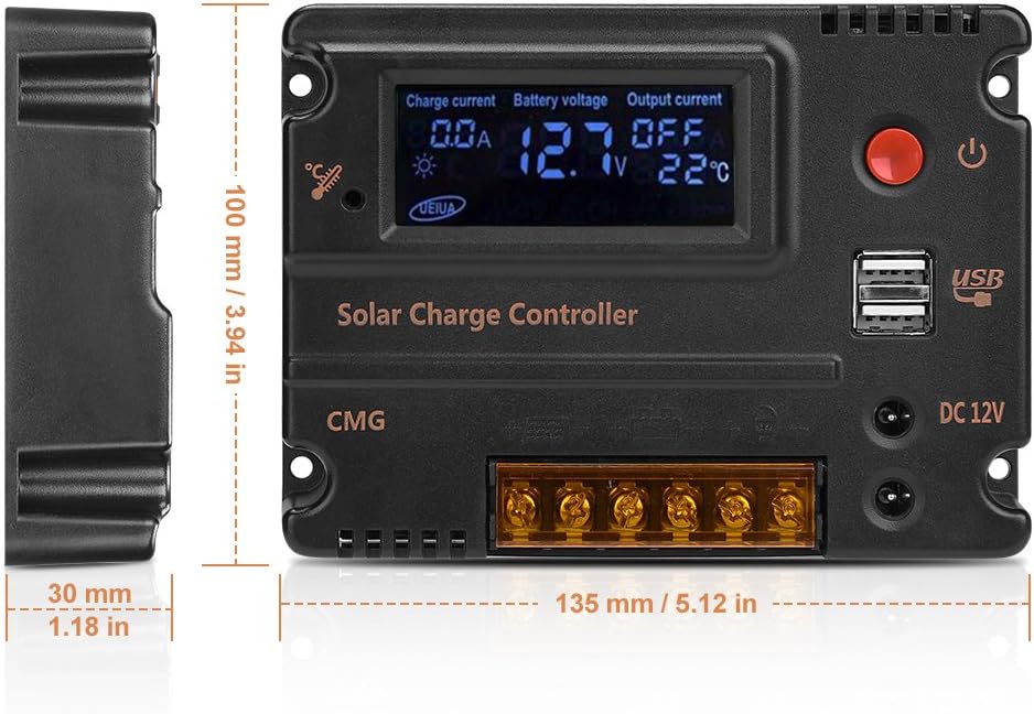 GHB 20A 12V 24V Solar Charge Controller Auto Switch LCD Intelligent Panel Battery Regulator Charge Controller Overload Protection Temperature Compensation : Garden & Outdoor