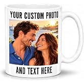 Custom Mug - Personalized Coffee Mug with Photo, Logo, or Text | Funny Coffee Cup | Custom Gifts for Men &amp; Women | Customized Mugs Photo Mugs With Names 11oz Printed on Both Sides