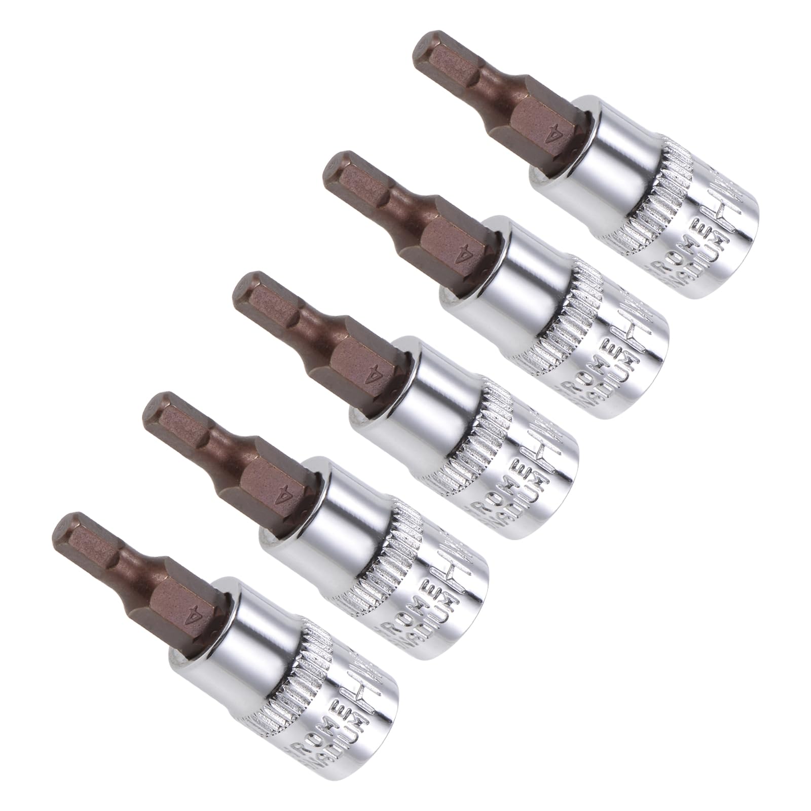 CoCud Hex Bit Socket, Metric H4 (4mm) Bit 1/4" Drive 1.5" Long, S2 Alloy Steel Heat Treated CR-V Socket - (Applications: for Fastener Application), 5-Pieces