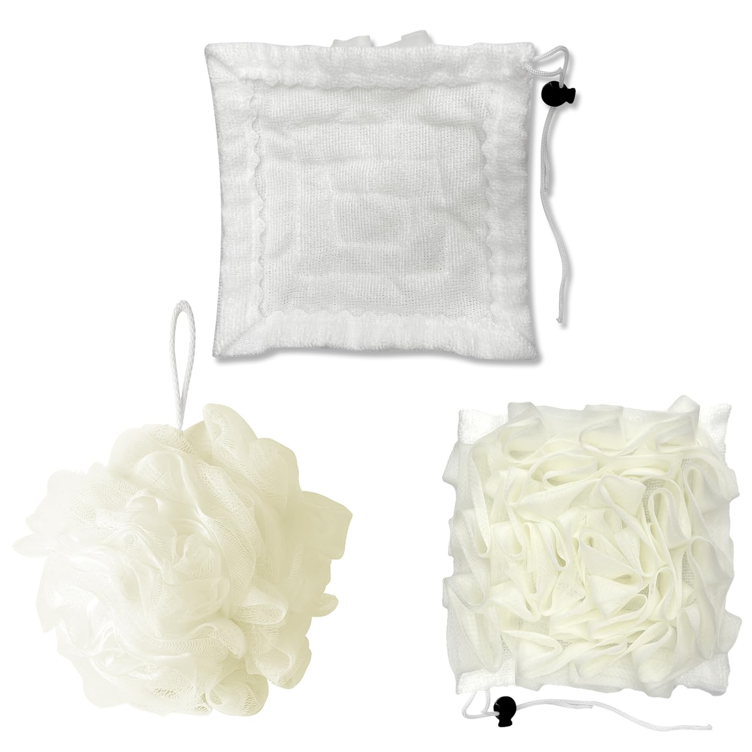 2-In-1 Bath Sponge, Shower Puff Loofah Shower Puff Loofah Sponge Bath Scrunchies Scrubbing and Cleaning - Body Scrubbers for Use In Shower for Men Women Bath Supplies