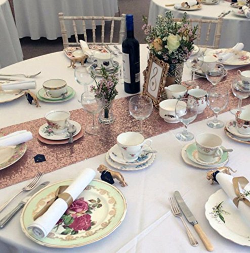 Trlyc 13 x 120 inch sparkly rose gold sequin table runn…