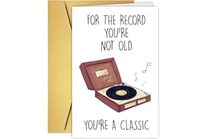 Funny Mom Birthday Card from Daughter Son,Funny Retro Record Player Birthday Card & Gift for Him, Husband, Dad, Grandpa - Vin