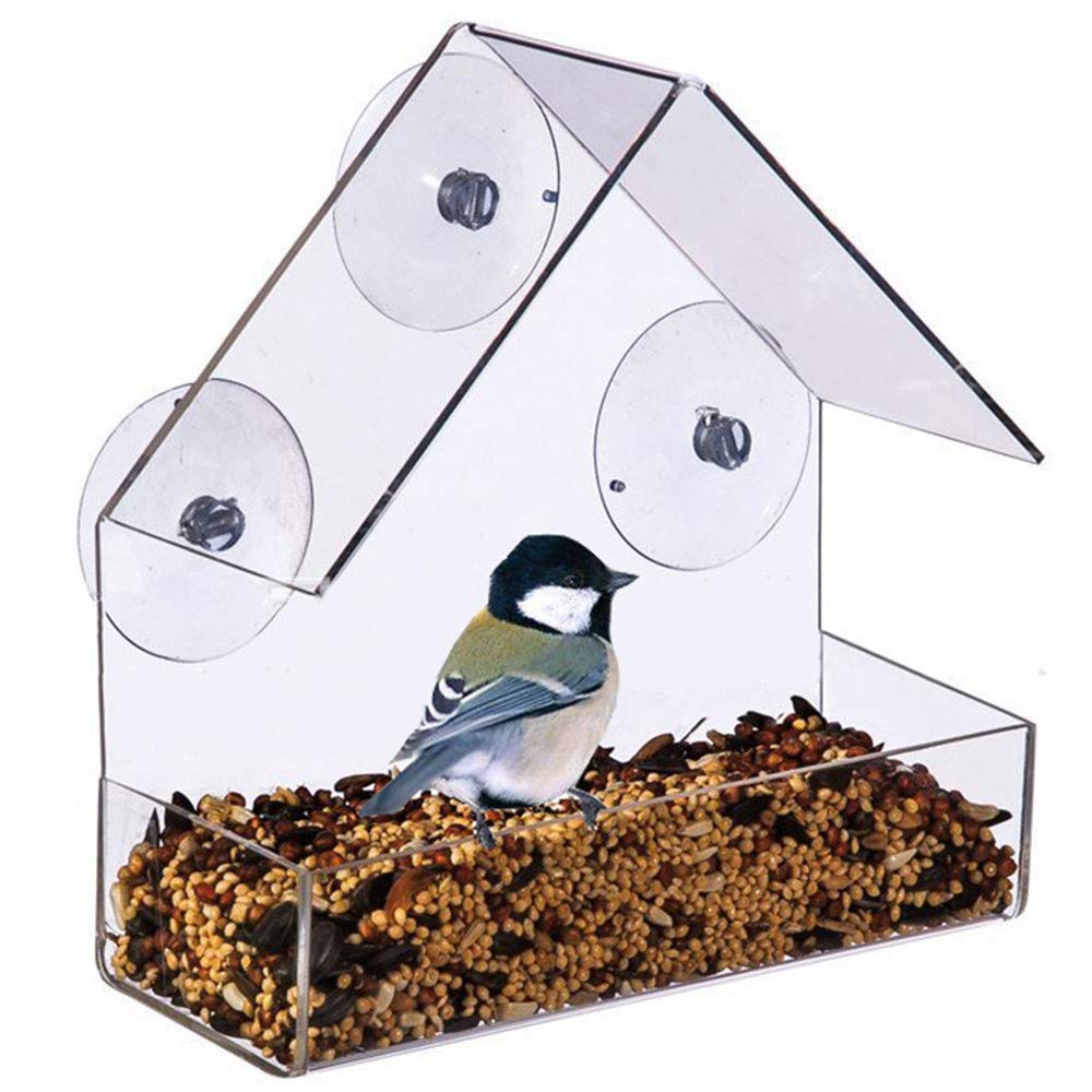 MUXItrade Window Bird Feeder, Acrylic Clear Bird Feeders,Bird Safe Scratch Resistant,Optimal Bird Admiring