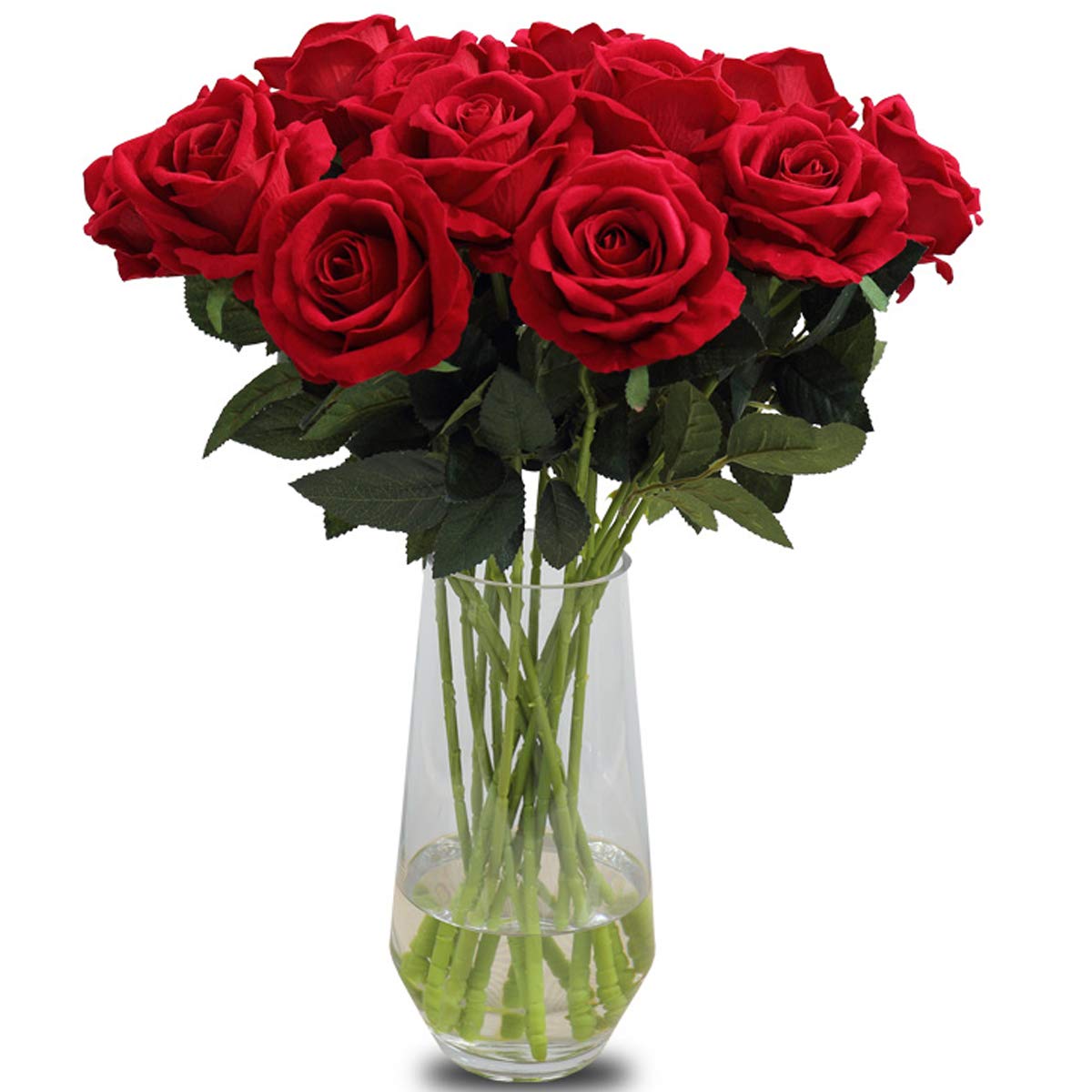 Amzali Artificial Flowers, Real Looking Fake Roses Long