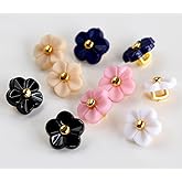 GANSSIA 50pcs 11mm(0.42") 5 Colors Assorted Flower Buttons for Sewing Shirt Blouse Button Craft Scrapbooking (Each Color 10pcs)
