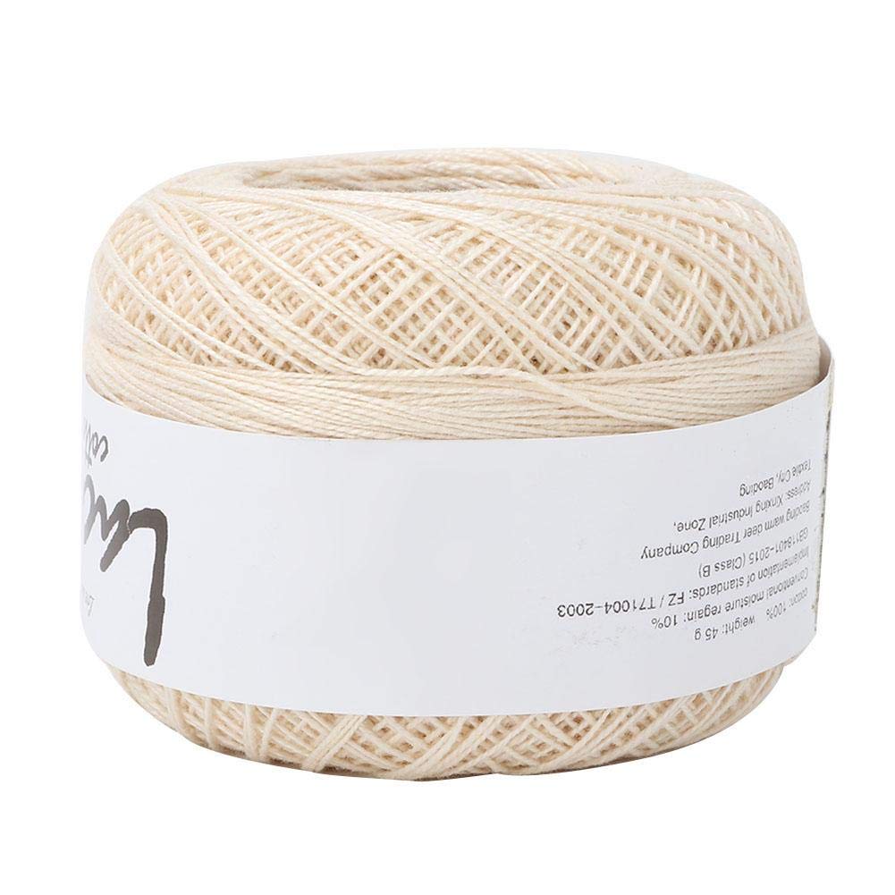 Popular Summer Silk Light Thin Line Lace Cotton Yarn Crochet Thread Lace Yarn for Knitting Embroidery for Knitting Embroidery with a Crochet(Beige)