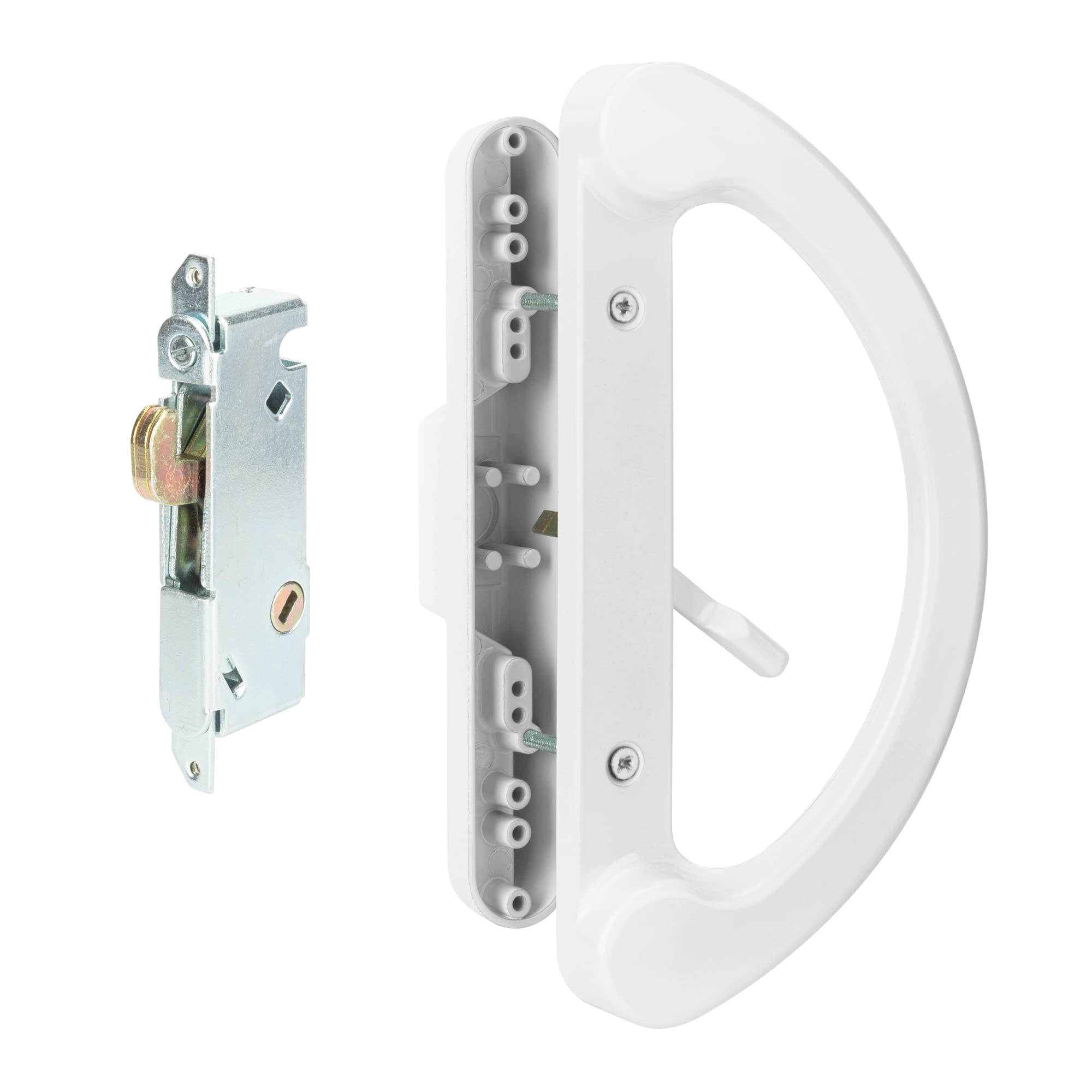 Amesbury Truth White Sliding Glass Patio Door Handle Set - Non-Keyed Bottom Lever (252891-WH/2806-30SW)