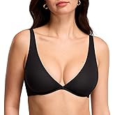 DOBREVA Women's Plunge Plus Size Unlined Bra Seamless Deep V Underwire Lounge Bras Comfortable
