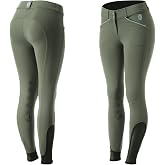 Equinavia Astrid Silicone Knee Patch Riding Breeches for Women High Comfort | Riding Pants for Women, Mid-Rise Waistband, Front Zip and Hook Slide Closure, Phone Pockets, Ventilated Mesh Sock Bottoms