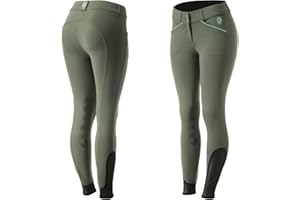 Equinavia Astrid Womens Silicone Knee Patch Breeches | Mid Rise Riding Pants with Phone Pockets