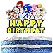 Cartoon Cake Topper Happy Birthday Blue Video Game Theme Decor Picks for Baby Shower Birthday Acrylic Party Decorations Supplies