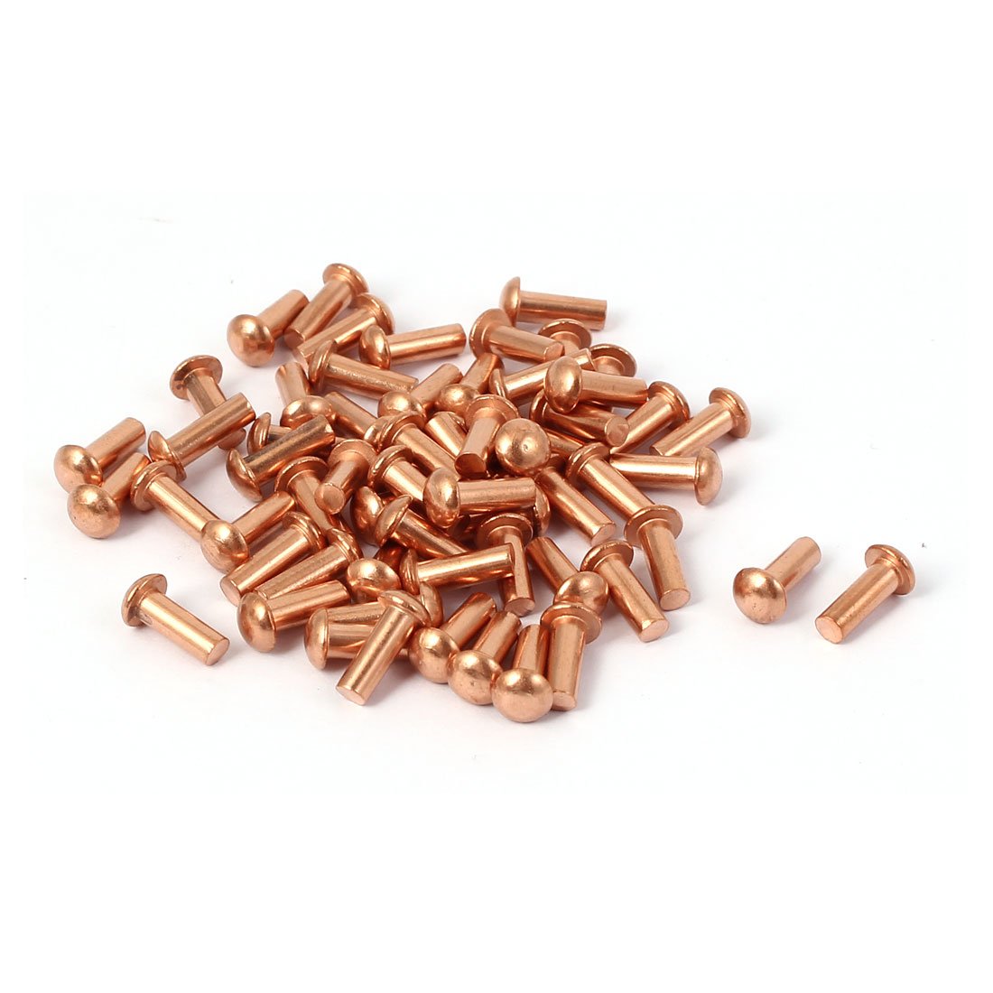 Sourcingmap 3mm x 8mm Round Shaft Copper Solid Rivets Fasteners Hardware Gold Tone 60 Pcs