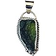 Maruti Creations 925 Sterling Silver Moldavite Necklace Real for Women Healing Crystal, Green Natural Energy Gemstone Pendant for Protection and Healing