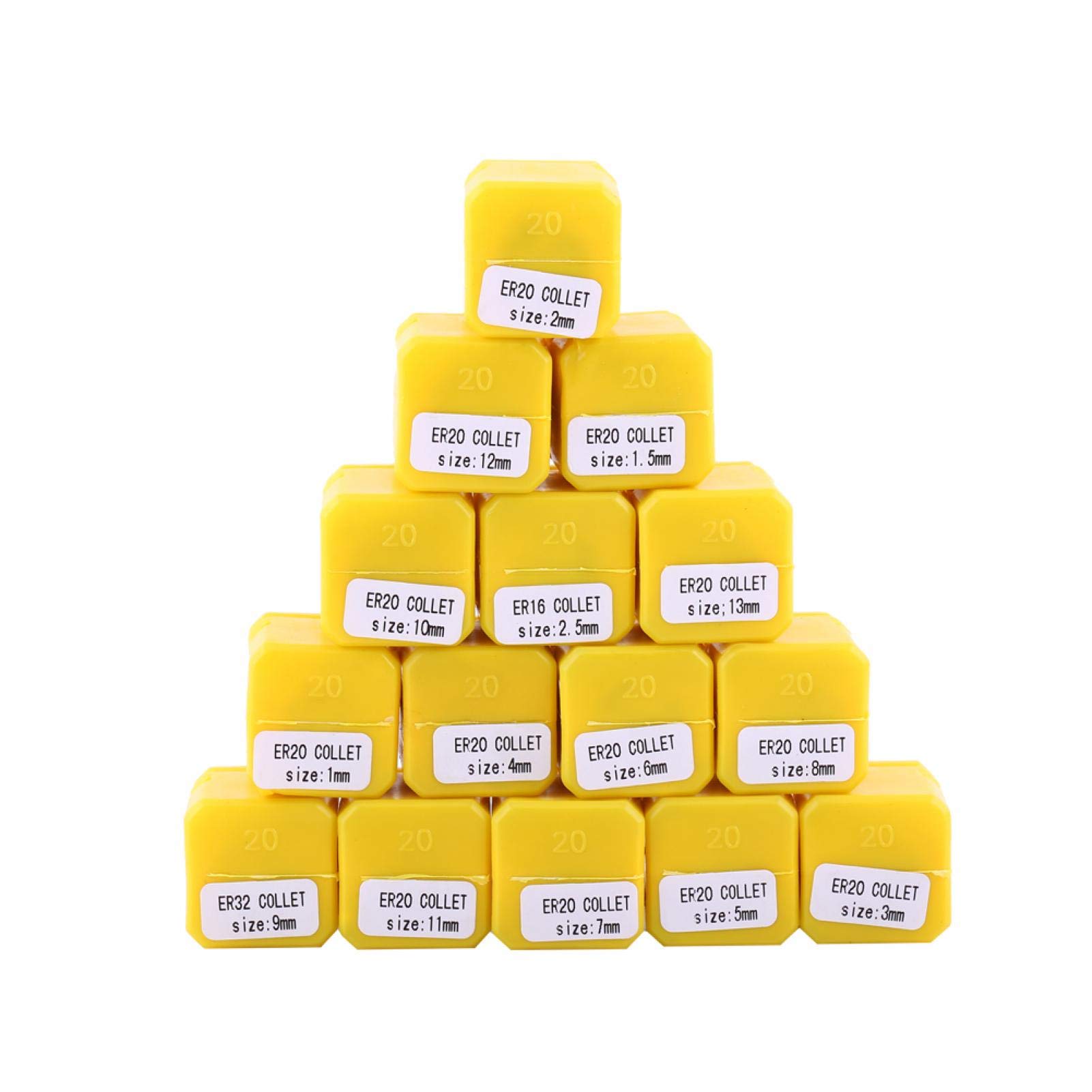 15Pcs Er20 Spring Collet Set for Cnc Engraving Machine And Milling Lathe Tool 1‑13Mm Suitble for CNCMilling Lathe Tool