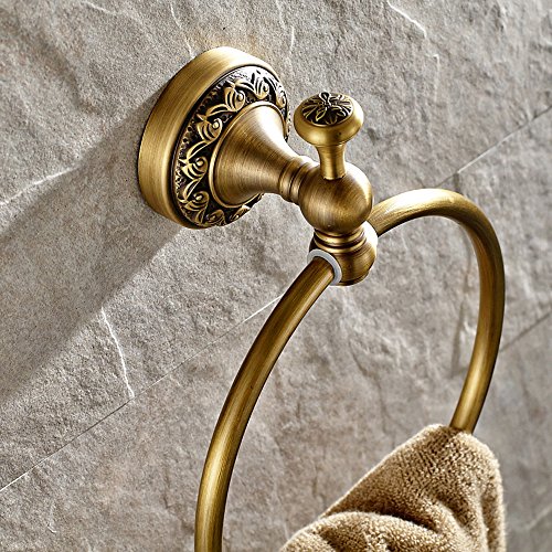 WINCASE Modern Style 4 Piece Bath Hardware Accessory Set of High Grade Brass Antique Brass Finish Suitable for Bathroom Toilet including Towel Bar Towel Ring Toilet Paper Holder and Clothes Hook