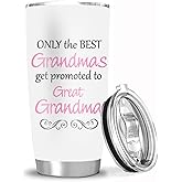 Grandmas Tumbler with Lid - Funny Gifts for Women Gigi Aunt - Insulated Travel Coffee Mug - 20 Oz Tumbler Cup - Only The Best Grandmas Get Promoted to Great Grandma