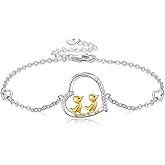 JERWLI Animal Bracelet Sterling Silver Duck/Dachshund/Capybara/Panda/Penguin/Highland Cow Bracelet