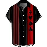 Hawaiian Bowling Shirts for Men Short Sleeve Printed Regular Fit Summer Beach Casual Button Down Aloha Shirts