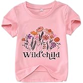 Toddler Baby Girls Flower Shirt Cute Wild Child Flower Short Sleeve T-Shirt Kids Wildflower Graphic Summer Tees Top