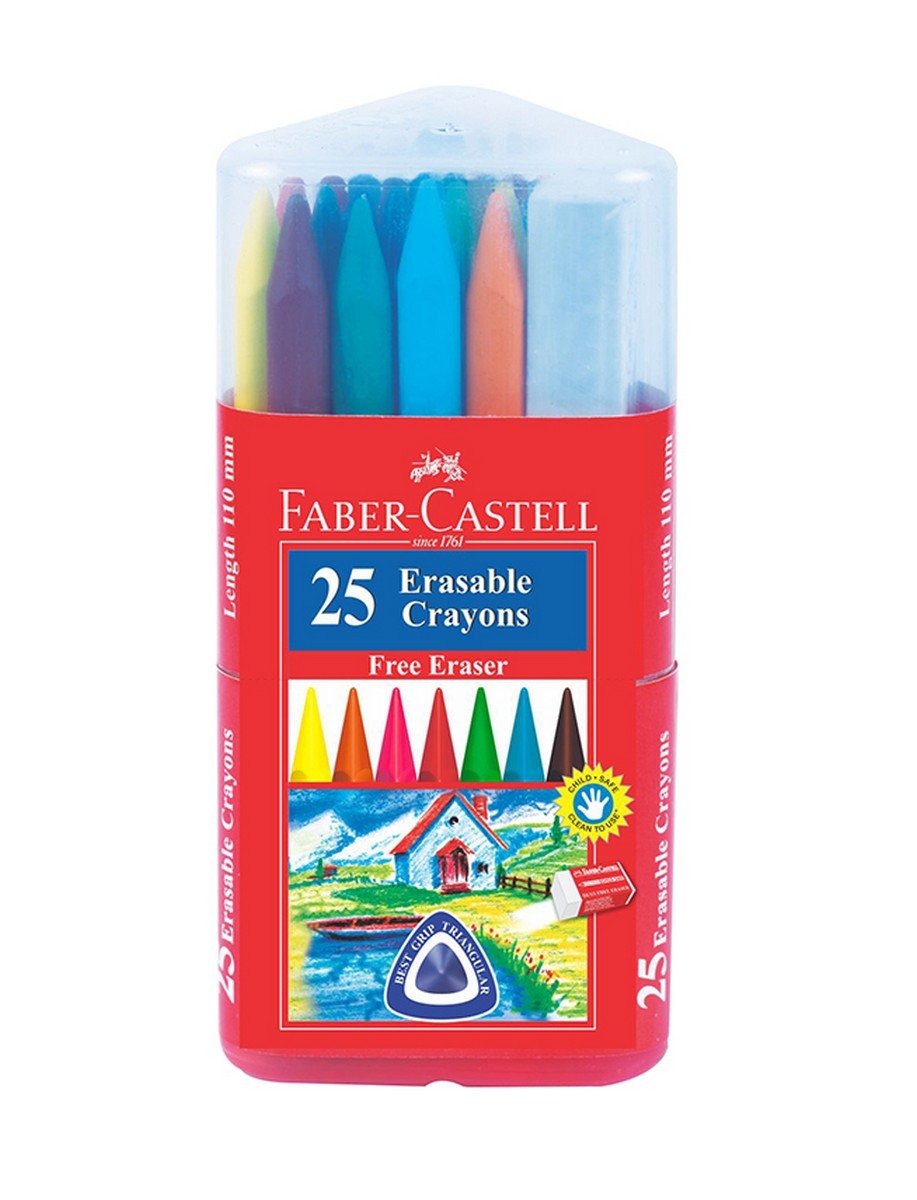 FaberCastell Erasable Plastic Crayon Set Gift Pack 110mm, Pack of 25