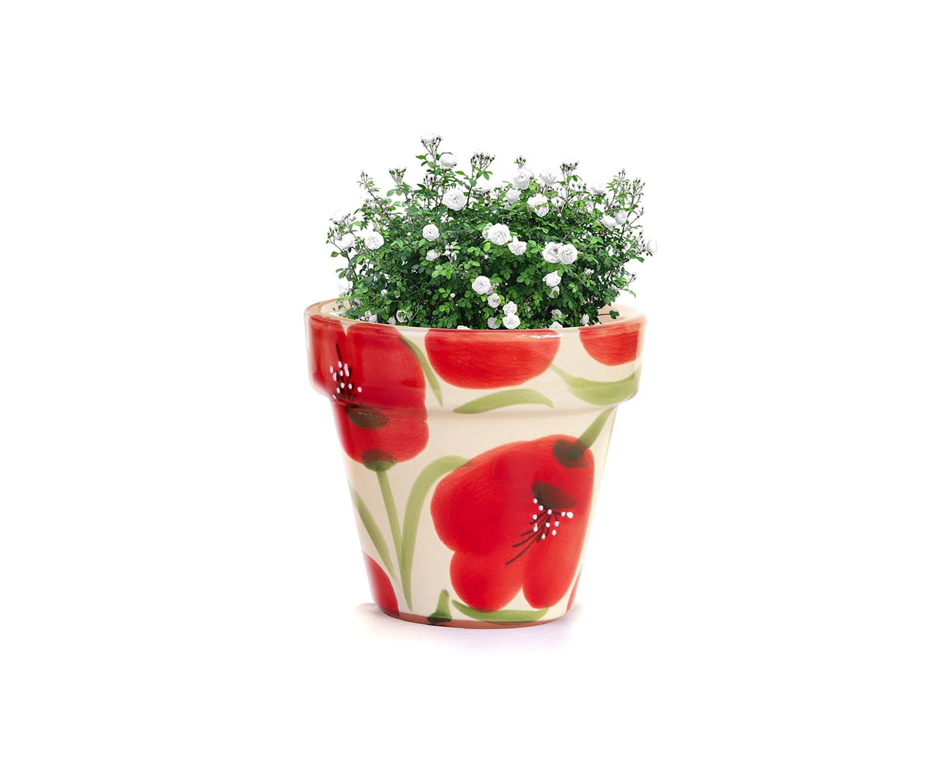 Ceramic Flower Pot Handmade “Florida” | Hand-Painted Ceramic Plant Pot | Outdoor Garden Planter with Drainage Hole | Indoor Home Decoration (Florida, Ø 14 cm H 11.5 cm)