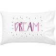 Oh, Susannah Dream Kids Pillowcase Pink Grey - Fun Toddler Pillow Case (1 20x30 Inch Standard Size Pillowcase) Kids Room Deco