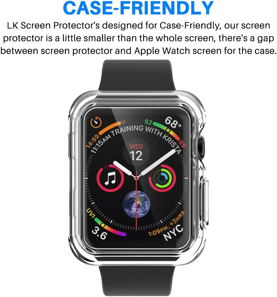 LK 6 Pack Screen Protector for Apple Watch (38mm Series 3/2/1 40mm Series 5 4 Compatible) Max Coverage HD Clear Film Bubble Free Anti-Scratch