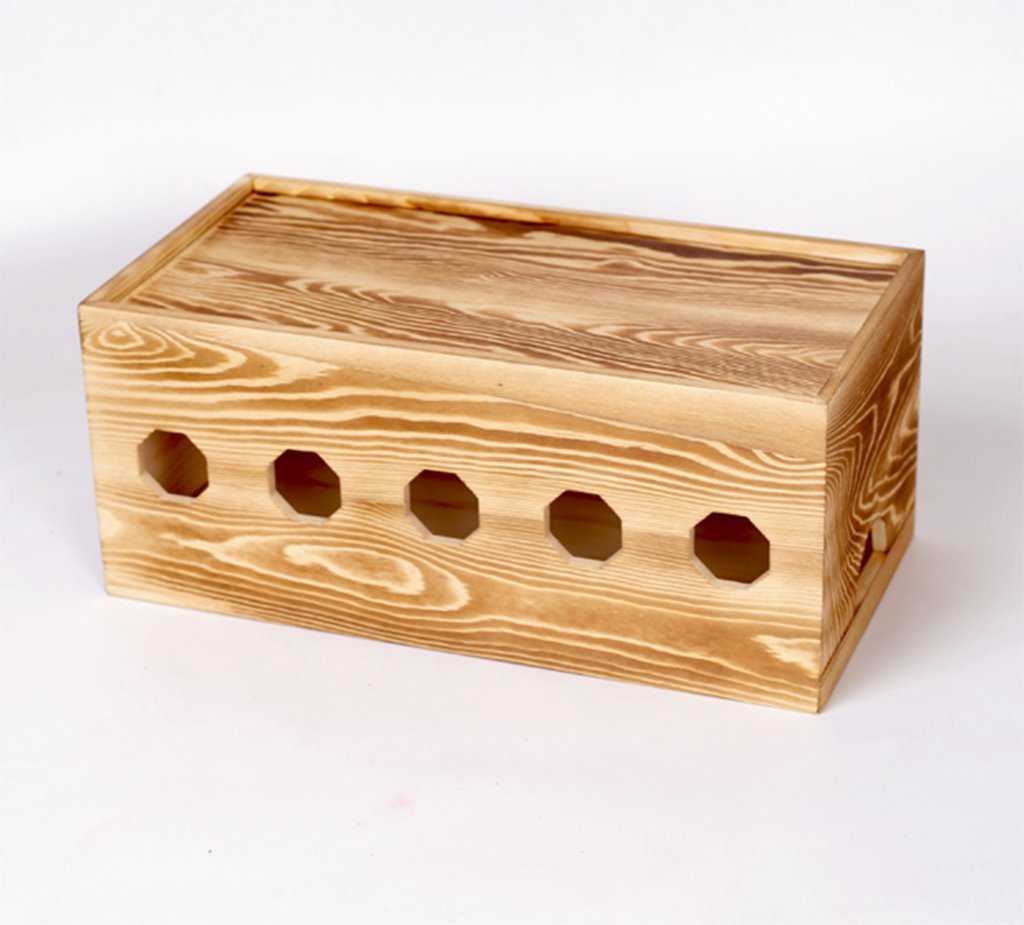 GZD Wooden Cable Tidy Box, Power Strip Cord Socket Storage Boxes For
