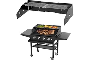 PHYESUVIN Universal Wind Guard and Warming Rack Set for Griddle From 28" to 36" with Front Grease, Wind Screen and Cooking Grid for Griddle without a Hood, Griddle Parts for Blackstone and Other Griddle