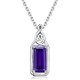 AGRULE 925 Sterling Silver Celtic Knot Necklace Emerald Cut Ruby/Amethyst/Emerald/Sapphire Pendant Solitaire Necklaces with 18" Chain