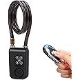 WSDCAM Bike Lock Alarm with Remote Universal Security Alarm Lock System Anti-Theft Vibration Alarm for Bicycle Motorcycle Door Gate Lock 110dB,31.49 inch Cable Length, IP55 waterproof Alarm Cable Lock