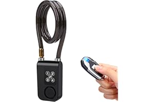 WSDCAM Bike Lock Alarm with Remote Universal Security Alarm Lock System Anti-Theft Vibration Alarm for Bicycle Motorcycle Door Gate Lock 110dB,31.49 inch Cable Length, IP55 waterproof Alarm Cable Lock