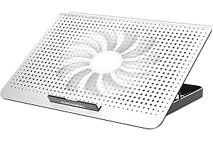 ICE COOREL Aluminum Laptop Cooling Pad 2023 Upgrade, Laptop Cooler Stand with 7 Height Adjustable, Laptop Fan Cooling Pad for Laptop 12-15.6 Inch, Notebook Cooler Pad with Two USB Port (Silver)