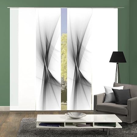 Home Fashion 94151 | 4er-Set Schiebegardinen OLA | blickdichter Dekostoff | 4x jeweils 245x60 cm | Farbe: (grau)