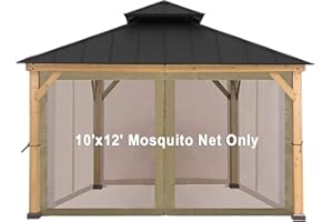 CoastShade Universal Replacement Canopy Mosquito Netting Screen Sidewalls Only for 10' x 12' Gazebo Canopy,Beige