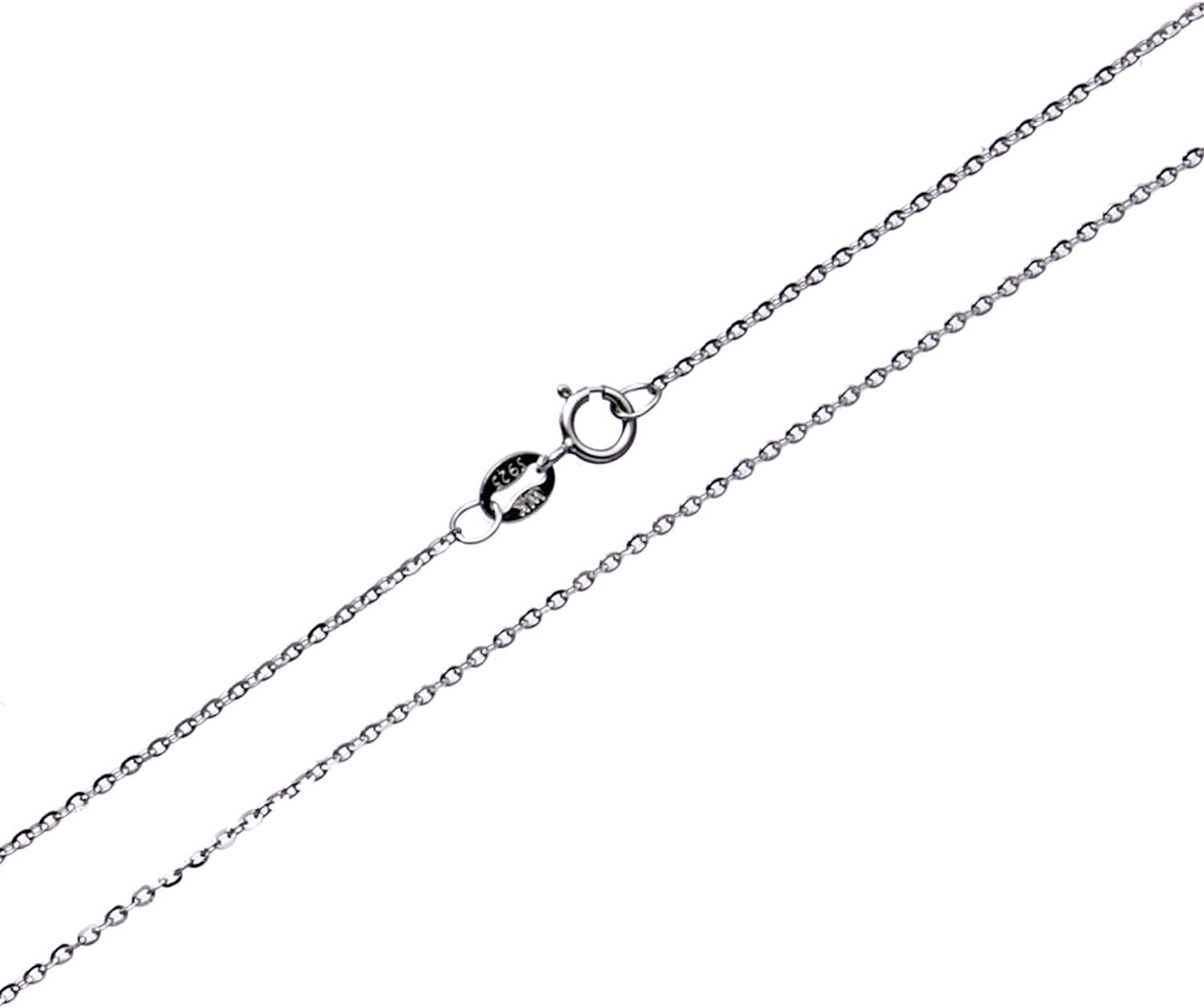AichvaSterling Silver 1MM Solid 925 Gliding Rolo Belcher Chain Necklace with Platinum Plated 40cm-60cm