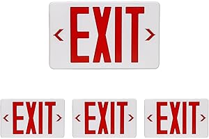 CM MZY Exit Sign with Emergency Lights LED Exit Sign Light with Battery Backup,Red Letter Commercial Emergency Exit Sign Lights,AC 120-277V, UL Certified, 4 PCS