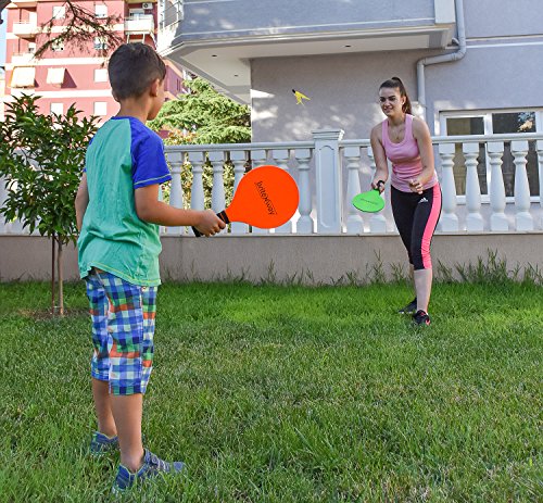 briteNway Paddle Ball Game Bundle With 2 Wooden Racket Paddles, 2 Balls, 4 Shuttlecocks & 1 Carrying Bag – Comfy Grip, Durable Craftsmanship – For Indoors & Outdoors, Beach, Backyard, Garden & More