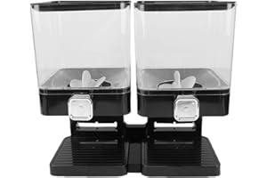 TOPINCN Double Cereal Dispenser, Cereal Storage Container Holder Dispenser for Rice Grains Nuts, Dry Food for Countertop Kitc