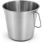 Grip Stainless Steel Bucket (2 Gallon) - Great for Pets, Cleaning, Food Prep - Hang on Fences, Cages, Kennels - Home, Garage, Workshop