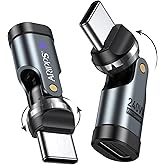 USB C Adapter [2-Pack], PD 240W USB C 90 Degree Adapter, USB Type C Right Angle Adapter/360 & 180 Degree C to C Adapters for Phone 17/16/15, MacBook Pro/Pad Series, Samsung Galaxy, Tablet, Laptop