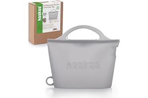 Haakaa On-The-Go Silicone Microwave Steam Sterilizer Bags for Travel, 40oz/1250ml Reusable Silicone Steaming Bags for Baby Bottles, Breast Pump, Accessories, Pacifiers, Teethers,Grey/1PC