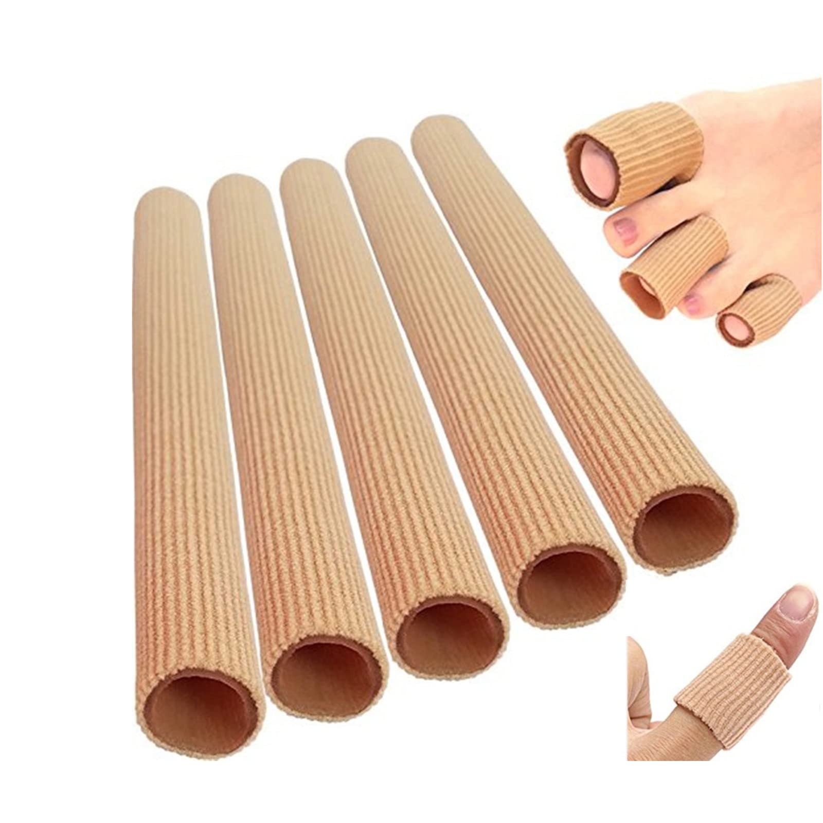 Pack of 5 toe caps, finger protection caps, silicone toe protection, finger bandage, gel toe pad, 15 x 2 cm